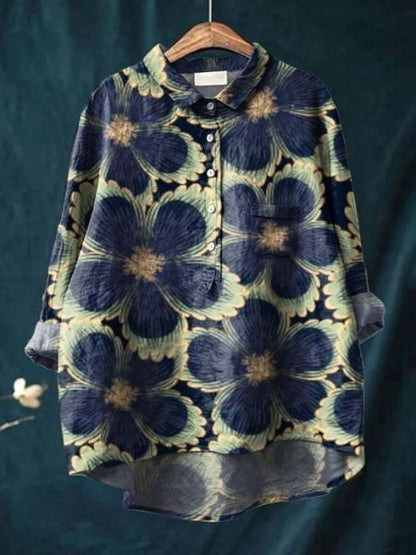Paulette | Floral blouse with romantic drape and feminine everyday elegance
