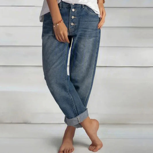 Sandra | Women's Wide-Leg Jeans with Button Placket