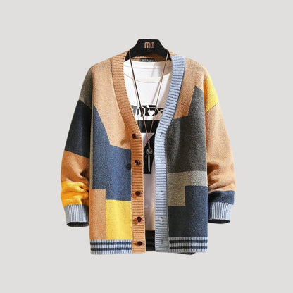 Viola | Women's Spring Colorblock-Knit Cardigan with Buttons