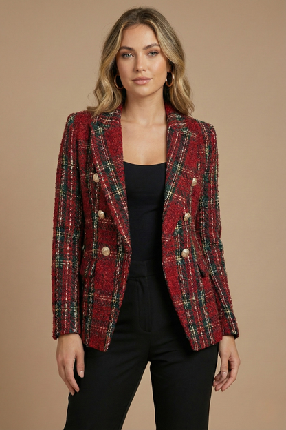 Sandra | Women’s Plaid Double-Breasted Blazer Jacket