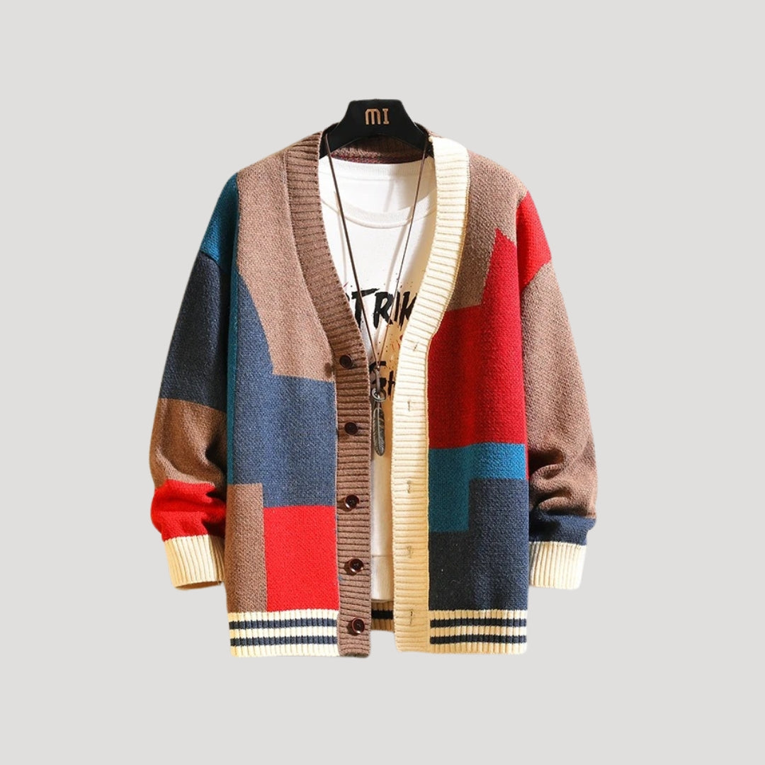 Viola | Women's Spring Colorblock-Knit Cardigan with Buttons