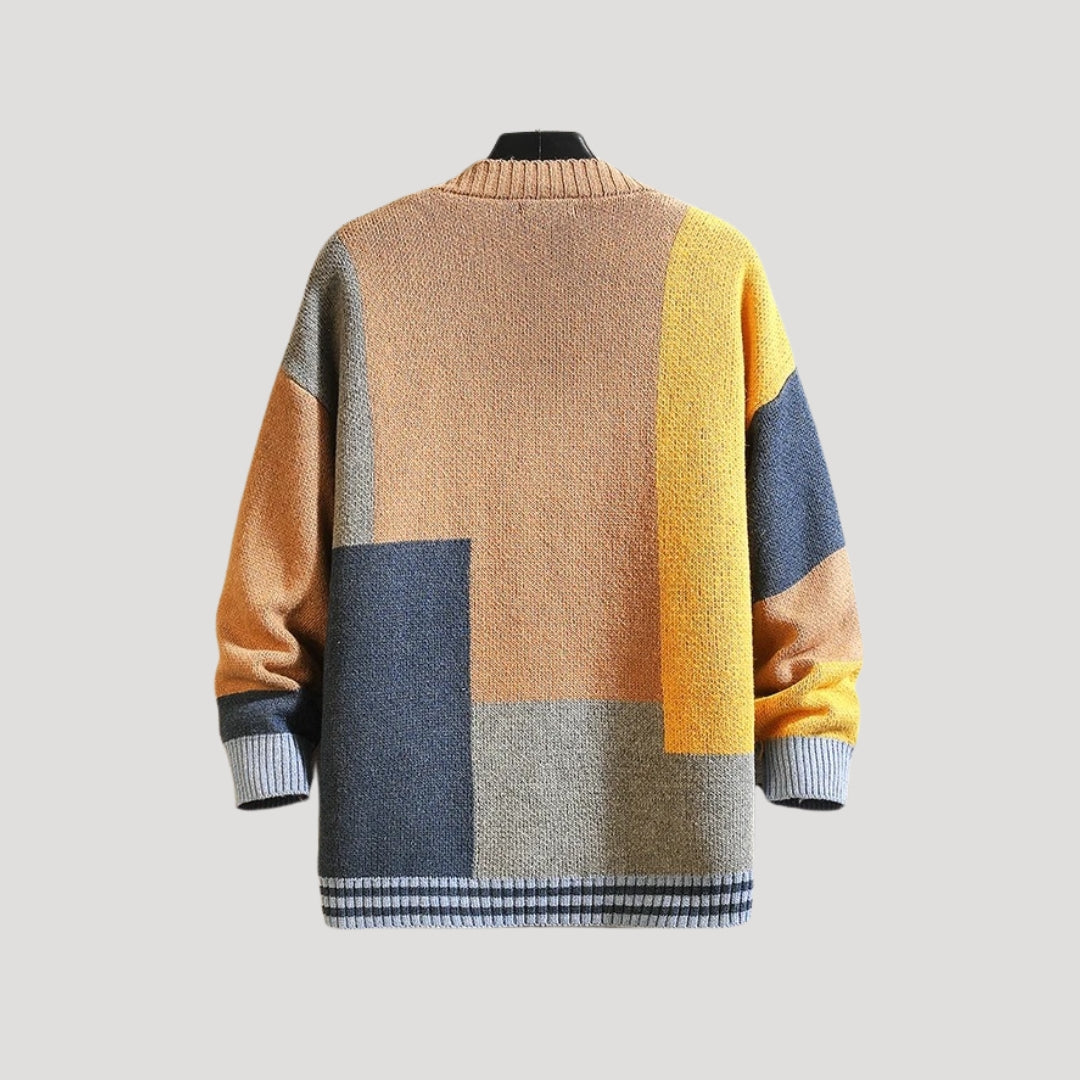 Viola | Women's Spring Colorblock-Knit Cardigan with Buttons