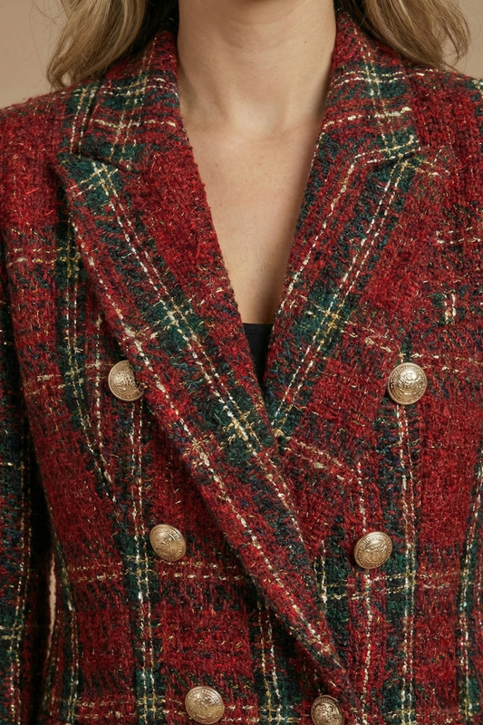 Sandra | Women’s Plaid Double-Breasted Blazer Jacket