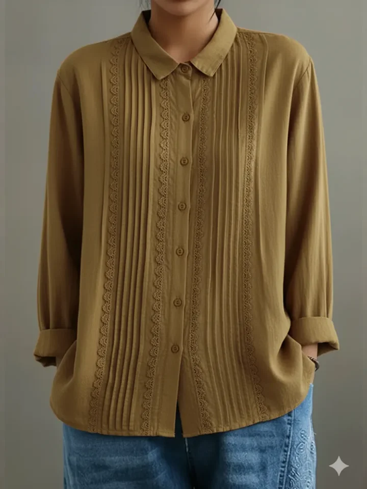 Claire | Lace-Trim Button-Up Top