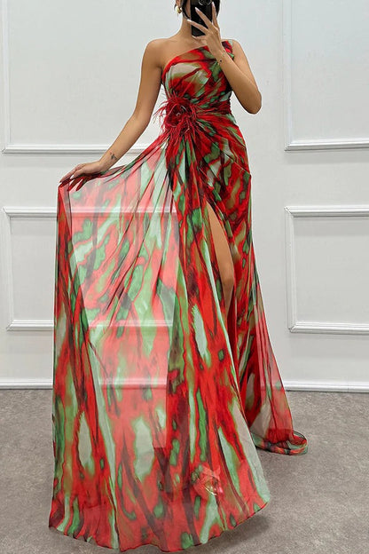 Sabine | Women's Off-Shoulder Evening Dress with High Slit in Maxi Length