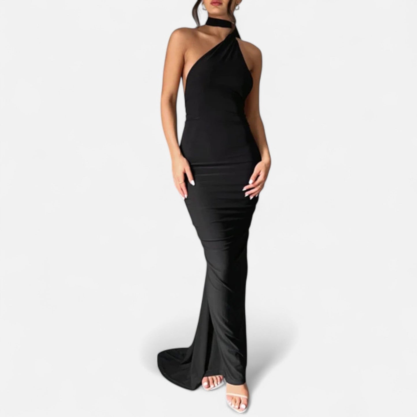 Lara | Women's Maxi Dress with One-Shoulder-Halter Neck