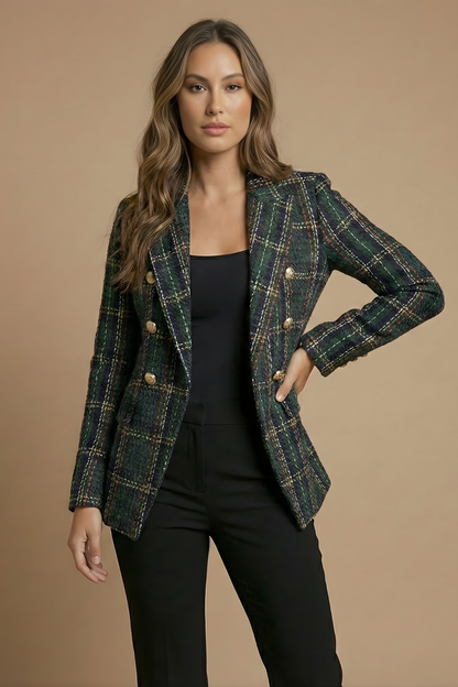 Sandra | Women’s Plaid Double-Breasted Blazer Jacket