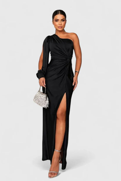Kirsten | Women's Evening Dress with a Shoulder and Ruching
