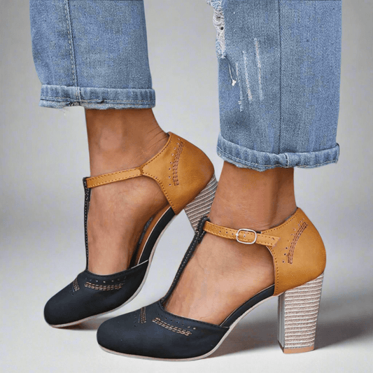 Viviane | Women's Dress Shoes with T-Strap and Block Heel