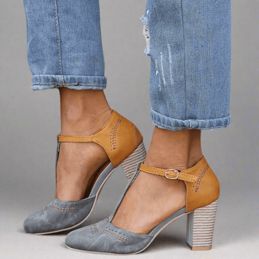 Viviane | Women's Dress Shoes with T-Strap and Block Heel