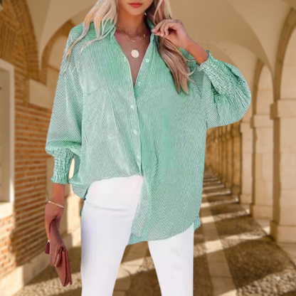 Skye | Sky-Blue Pinstripe Top