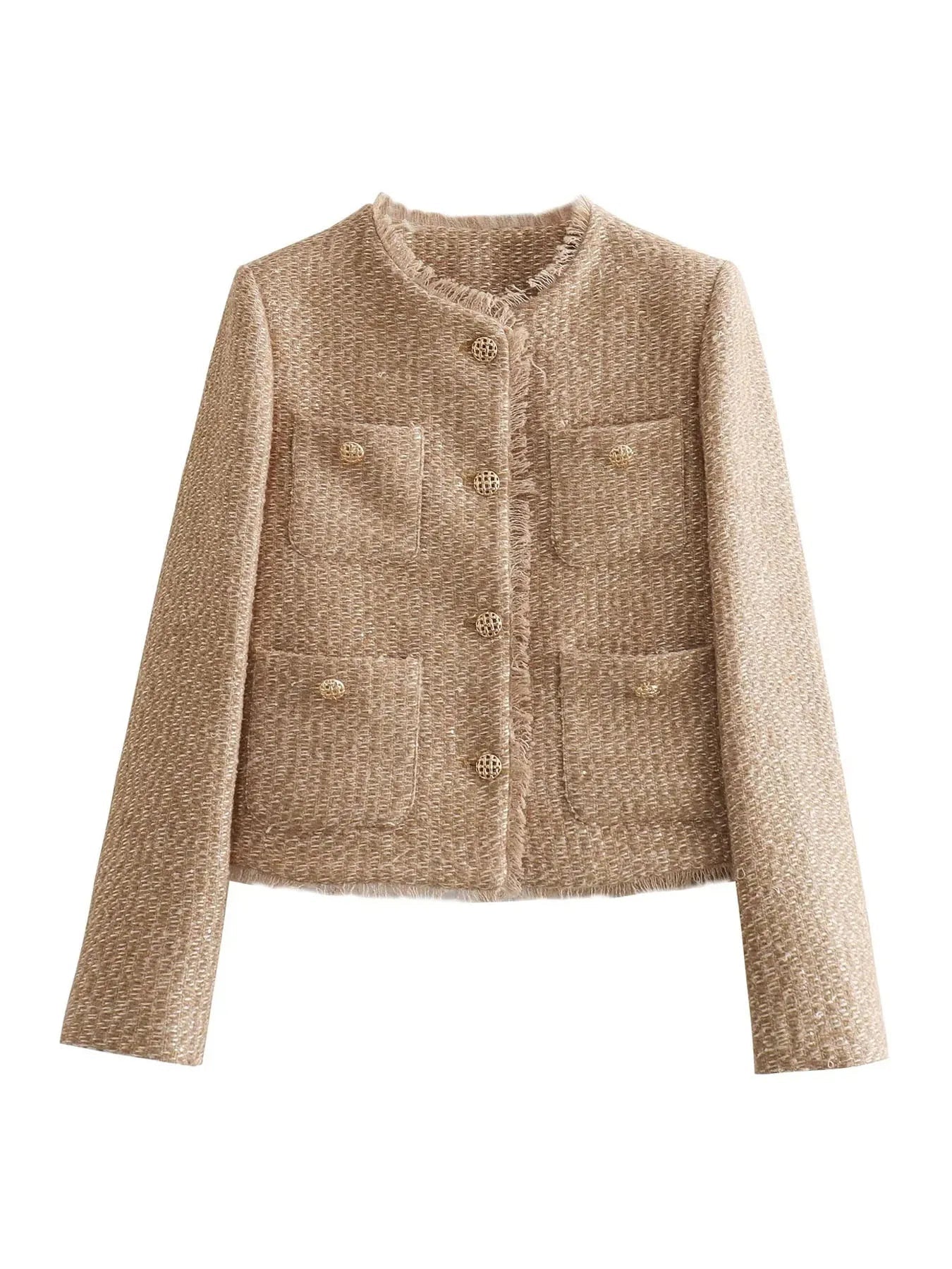 Yvonne | Women's Elegant Tweed-Jacket with Button Placket