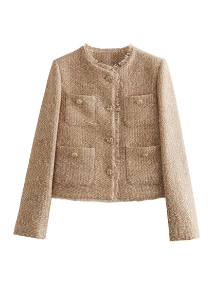 Yvonne | Women's Elegant Tweed-Jacket with Button Placket