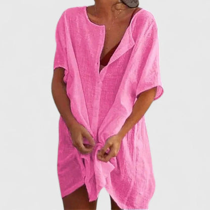 Sabina | Women's Relaxed Button Placket Shorts Beach Wrap Dress