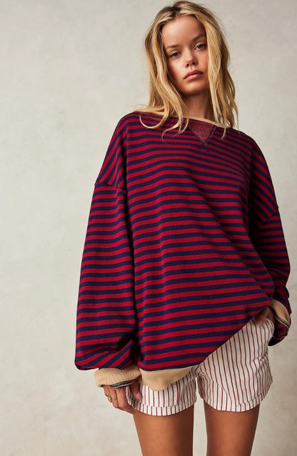 Anja | Women's Striped Round Neck Sweater for Spring
