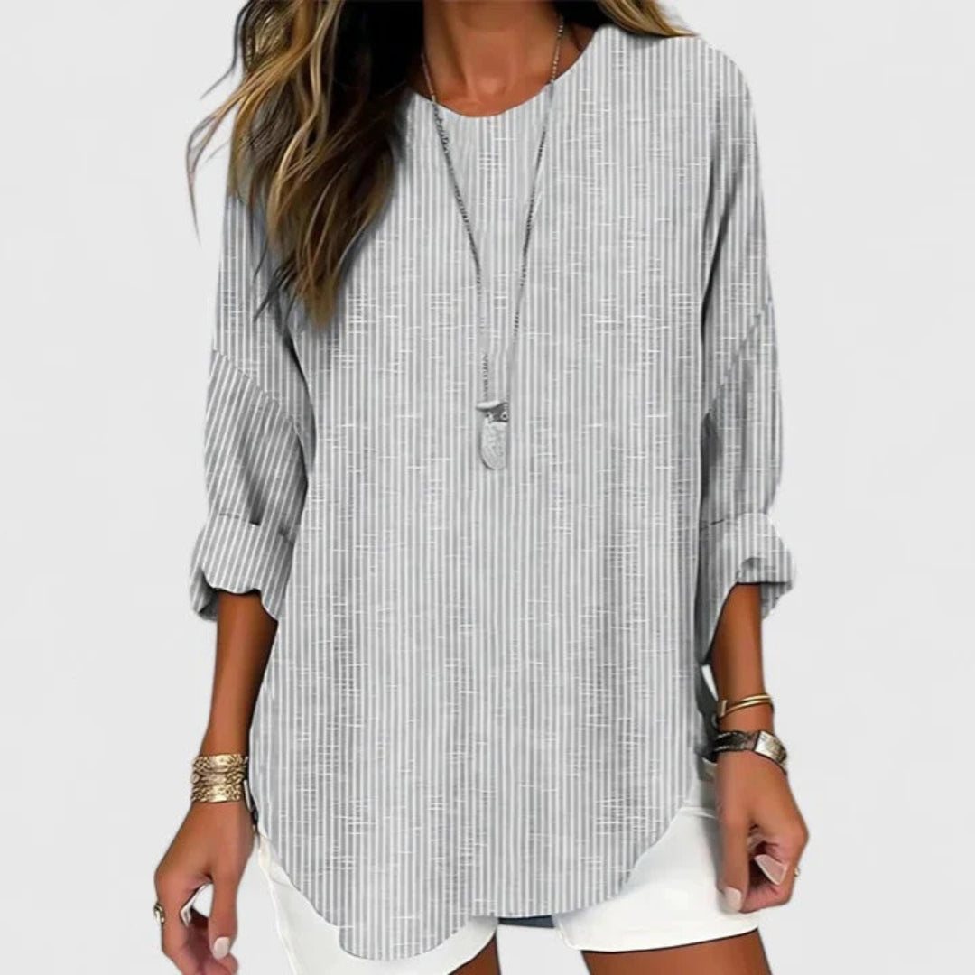 Natasha | Women's Striped Locker Geschnittene Blouse Shorts