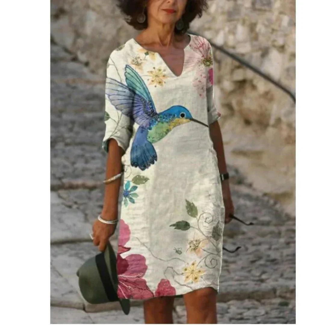 Anja | Women's Long Sleeve Abstract Pattern Shift Dress