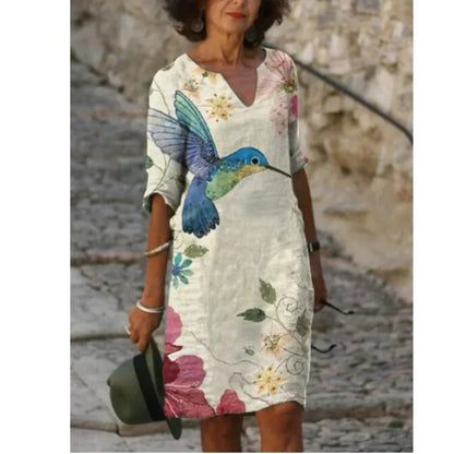 Anja | Women's Long Sleeve Abstract Pattern Shift Dress