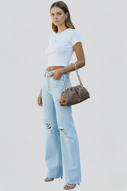 Edith | Women's Wide-Leg Distressed High-Waist Jeans