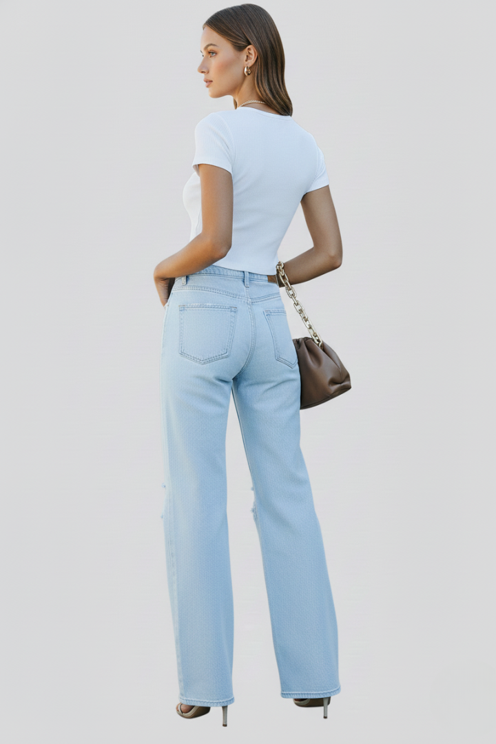 Edith | Women's Wide-Leg Distressed High-Waist Jeans