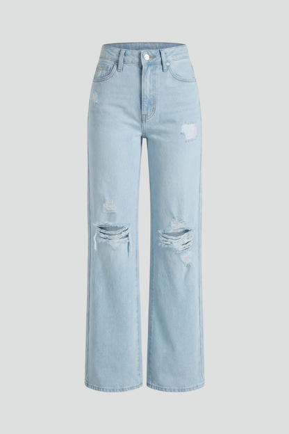 Edith | Women's Wide-Leg Distressed High-Waist Jeans