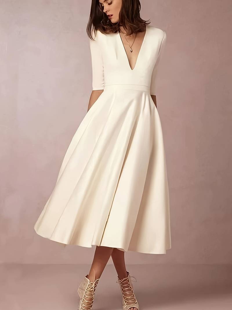Katharina | Women's Bell-Shaped Midi Dress for Wedding Guests