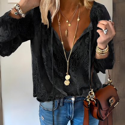 Tamara | Women's V-Neck Relaxed Summer Blouse