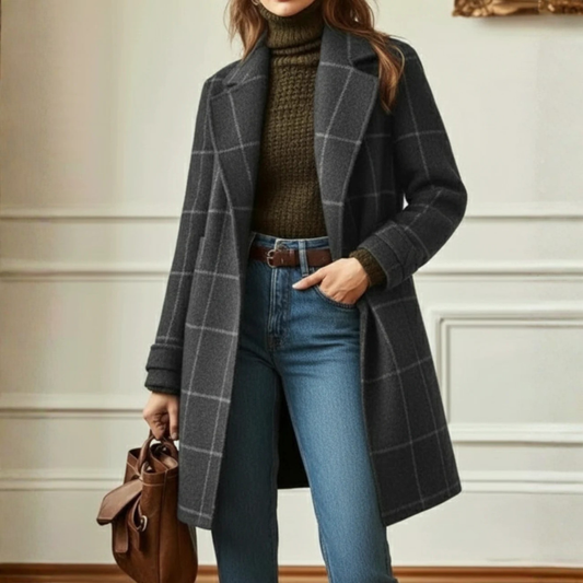 Ursula | Women's Plaid Button Placket Front Coat