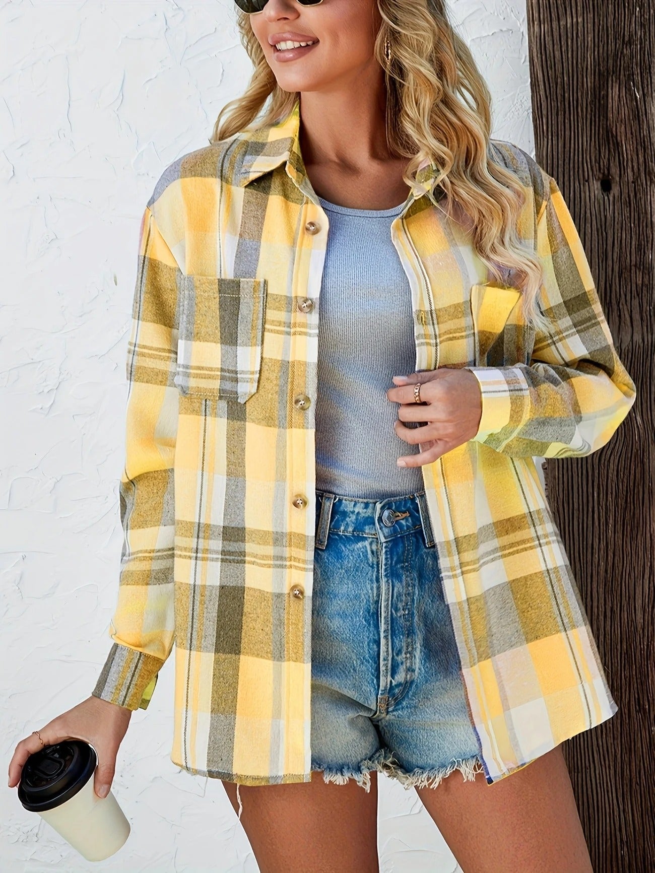 Harper | Pink Plaid Flannel Top