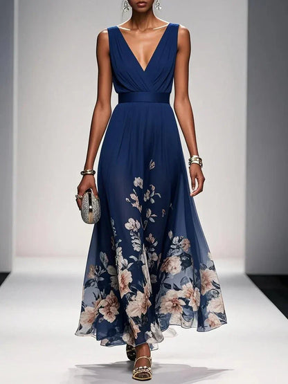 Carolin | Women's Floral Chiffon Summer Maxi Dress