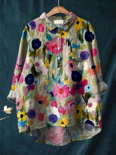 Paulette | Floral blouse with romantic drape and feminine everyday elegance