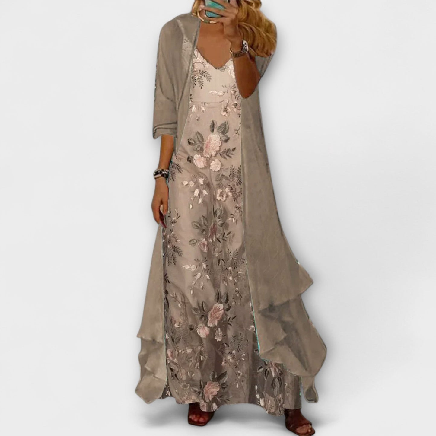 Eva | Women's Floral V-Neck flowing Maxi Dress