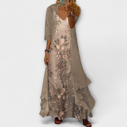 Eva | Women's Floral V-Neck flowing Maxi Dress