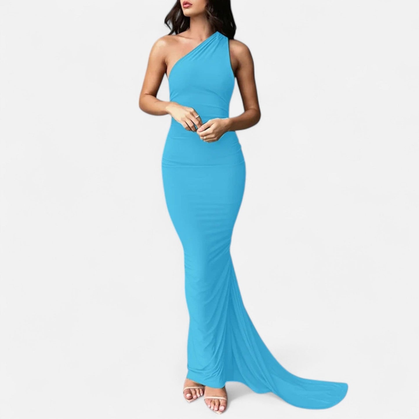 Lara | Women's Maxi Dress with One-Shoulder-Halter Neck