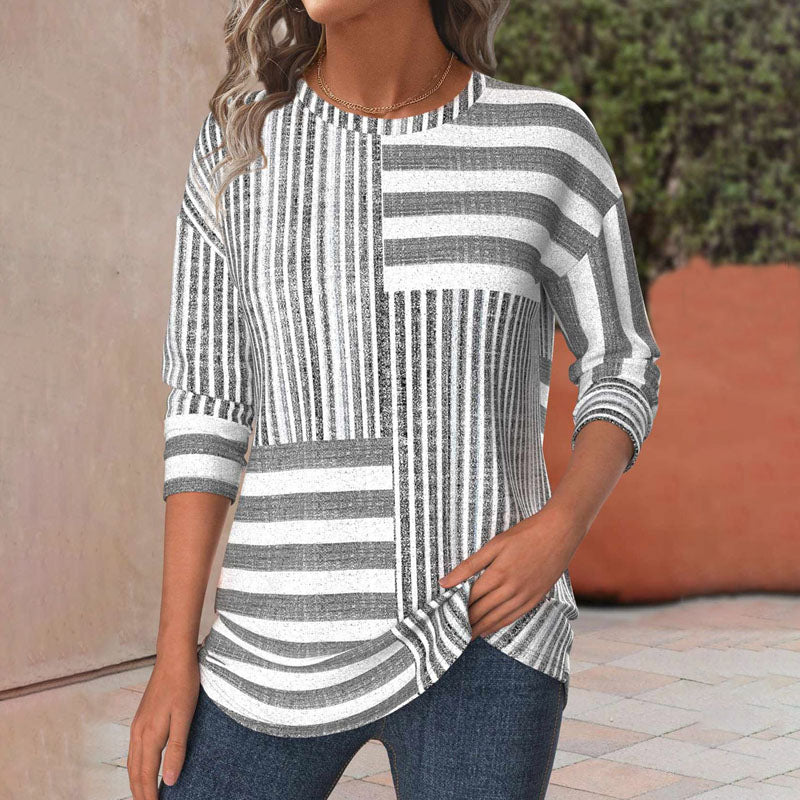 Isabeau | Striped comfort blouse with smooth non-cling everyday drape