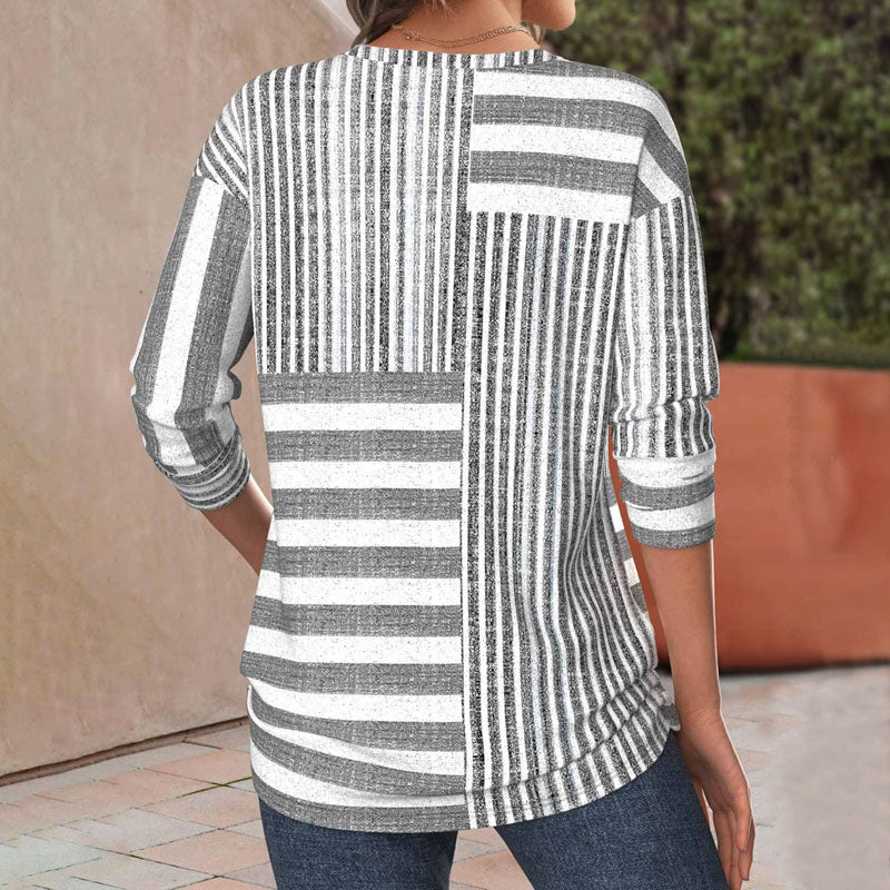 Isabeau | Striped comfort blouse with smooth non-cling everyday drape