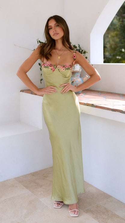 Emilia | Women's Floral Strap Slim Maxi Dress
