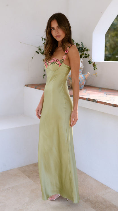 Emilia | Women's Floral Strap Slim Maxi Dress