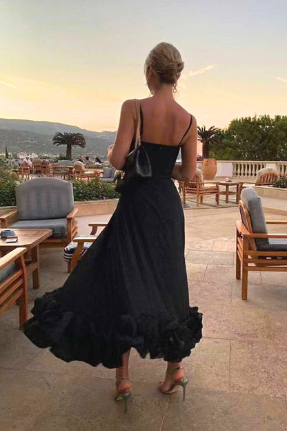 Jasmin | Women's elegant Dress for Wedding Guests with Ruffle Hem