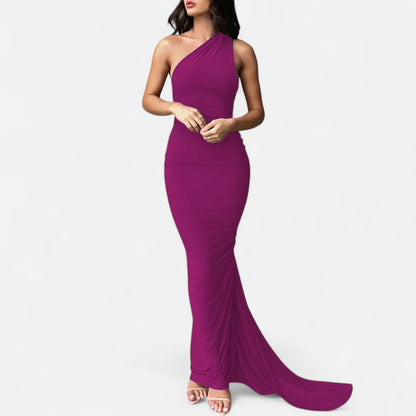 Lara | Women's Maxi Dress with One-Shoulder-Halter Neck