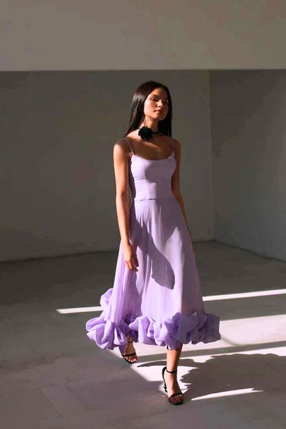 Jasmin | Women's elegant Dress for Wedding Guests with Ruffle Hem