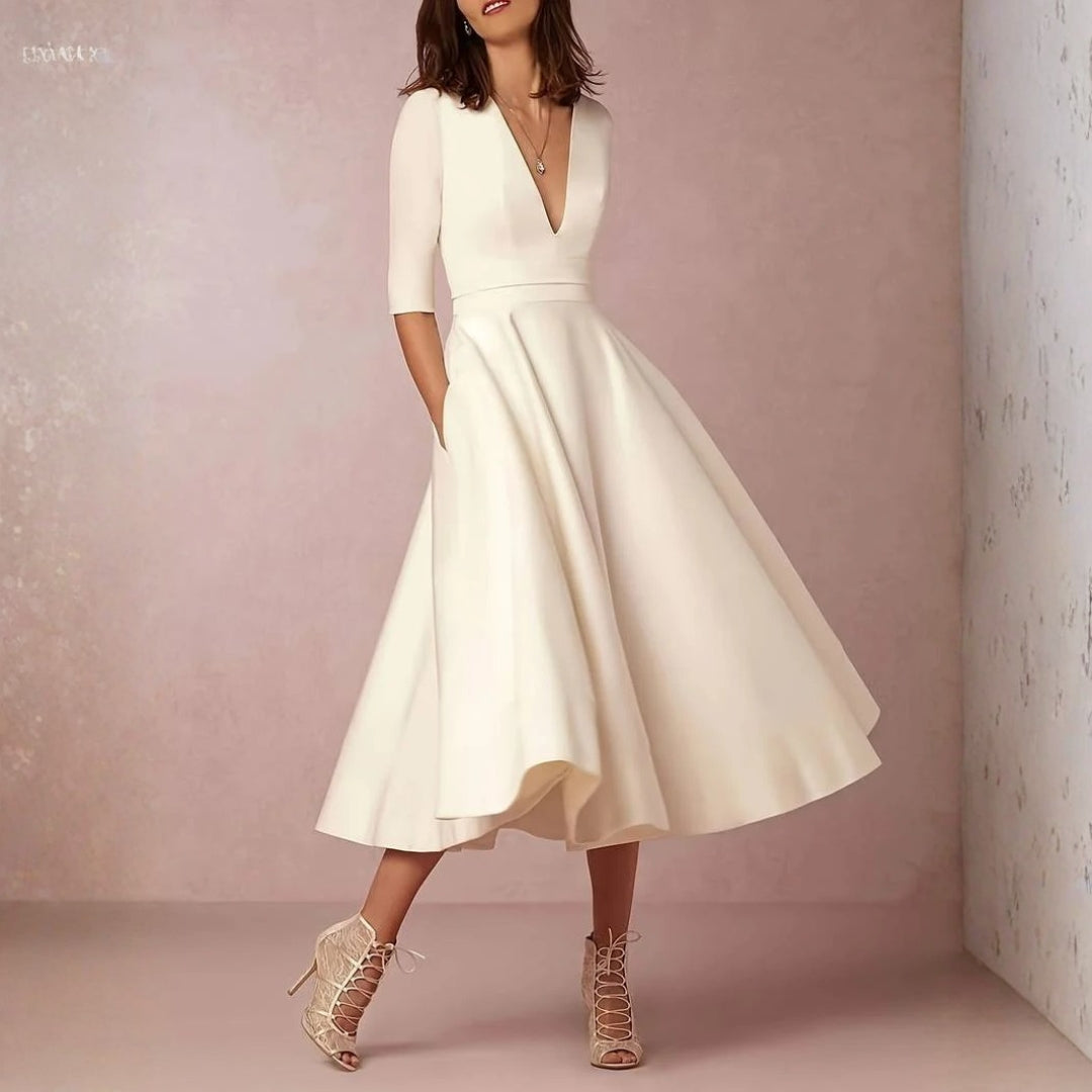 Tanya | Women's Flared Midi Wedding Dress