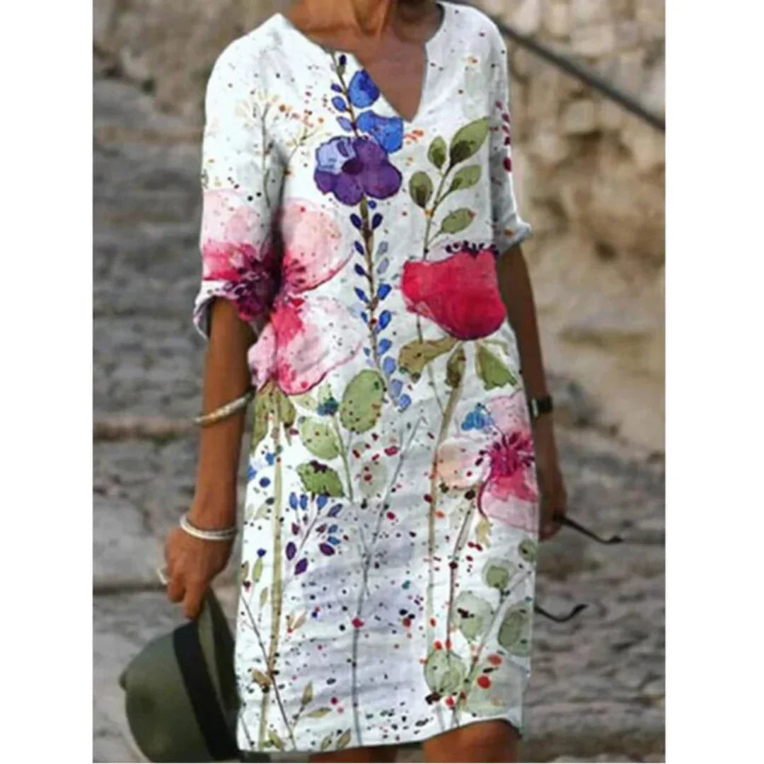 Anja | Women's Long Sleeve Abstract Pattern Shift Dress
