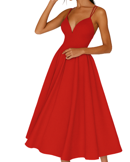 Lena | Women's Strap Midi Dress for Wedding Guests
