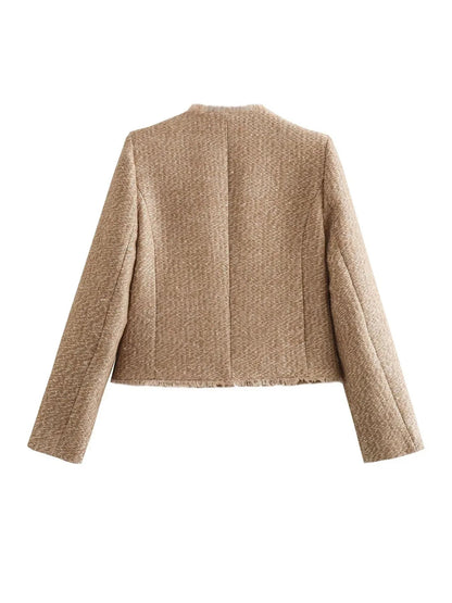 Yvonne | Women's Elegant Tweed-Jacket with Button Placket
