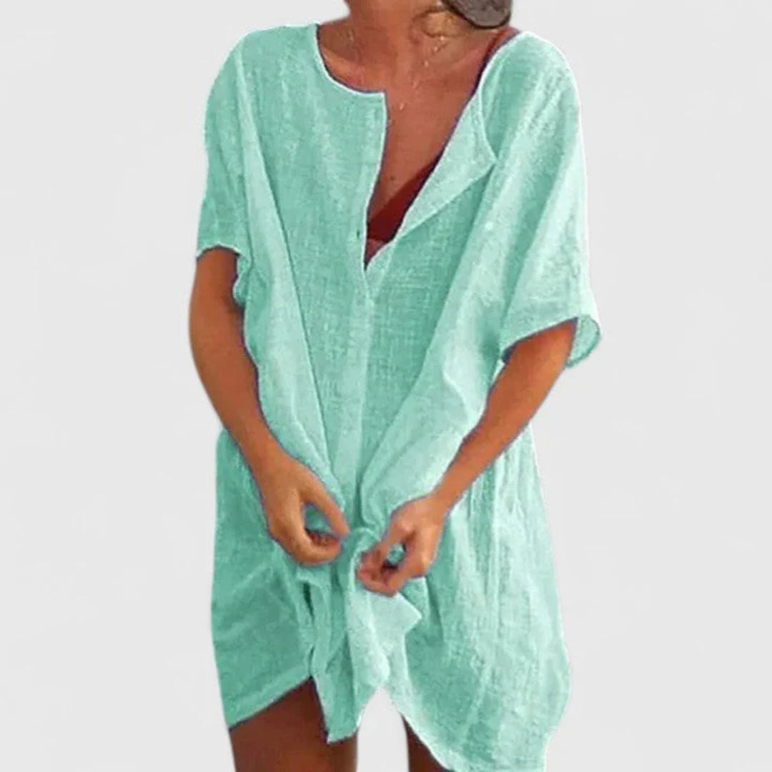 Sabina | Women's Relaxed Button Placket Shorts Beach Wrap Dress