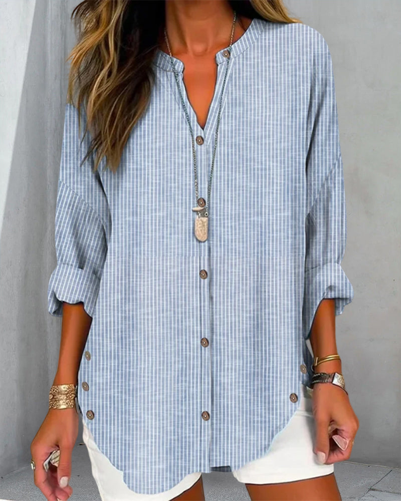 Lena | Women's Breathable Relaxed Striped Summer Blouse
