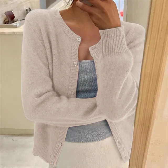 Elke | Women's Knit Cardigan with Round Neck and Long Sleeves