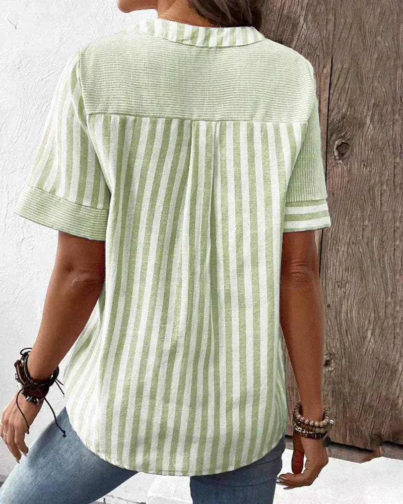 Odette | Soft striped blouse with timeless sophistication and all-day comfort