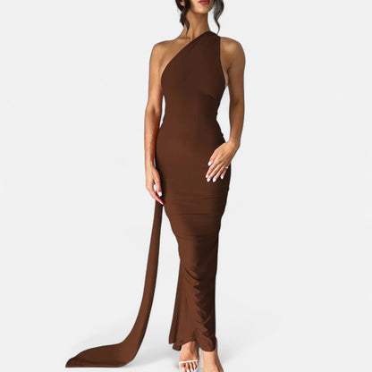 Lara | Women's Maxi Dress with One-Shoulder-Halter Neck